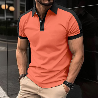 AHLSENTOP Kurzärmliges Herren-Poloshirt mit Farbblock-Revers