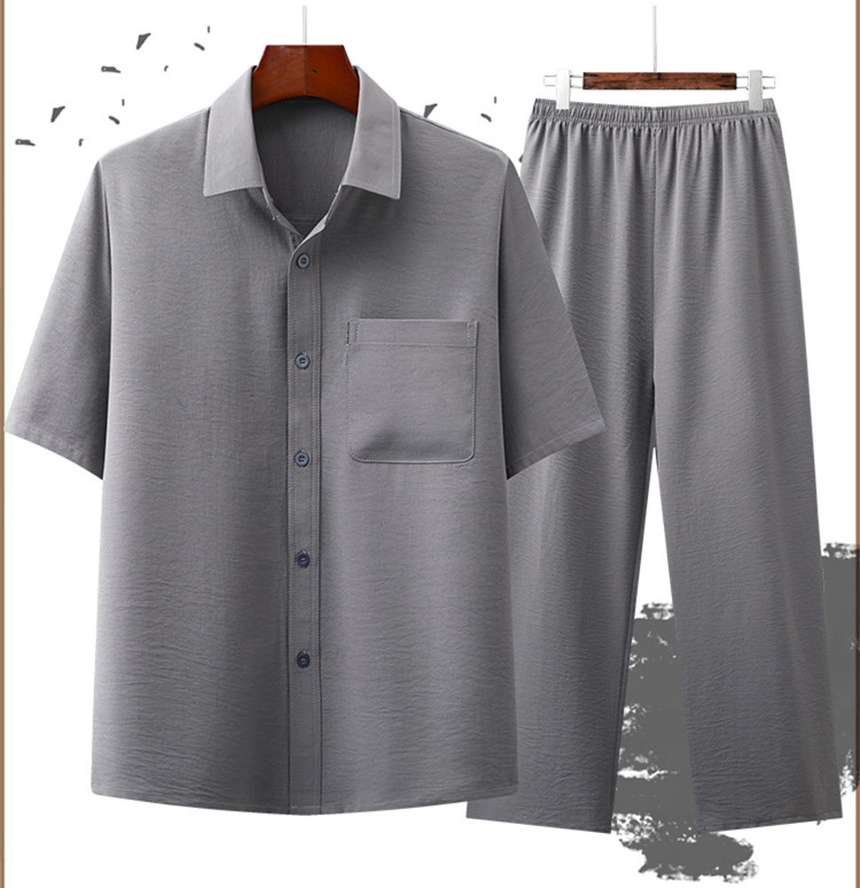 AHLSENTOP™ Neuer sommerlicher Herrenanzug aus Baumwolle und Leinen mit kurzen Ärmeln und Hose