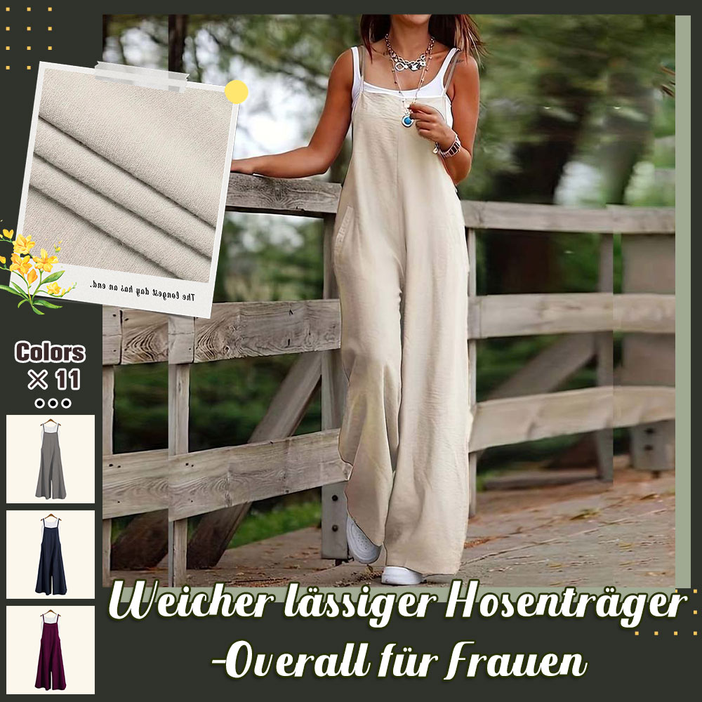 AHLSENTOP™ Damen-Jumpsuit mit hoher Taille ärmellos und weitem Bein