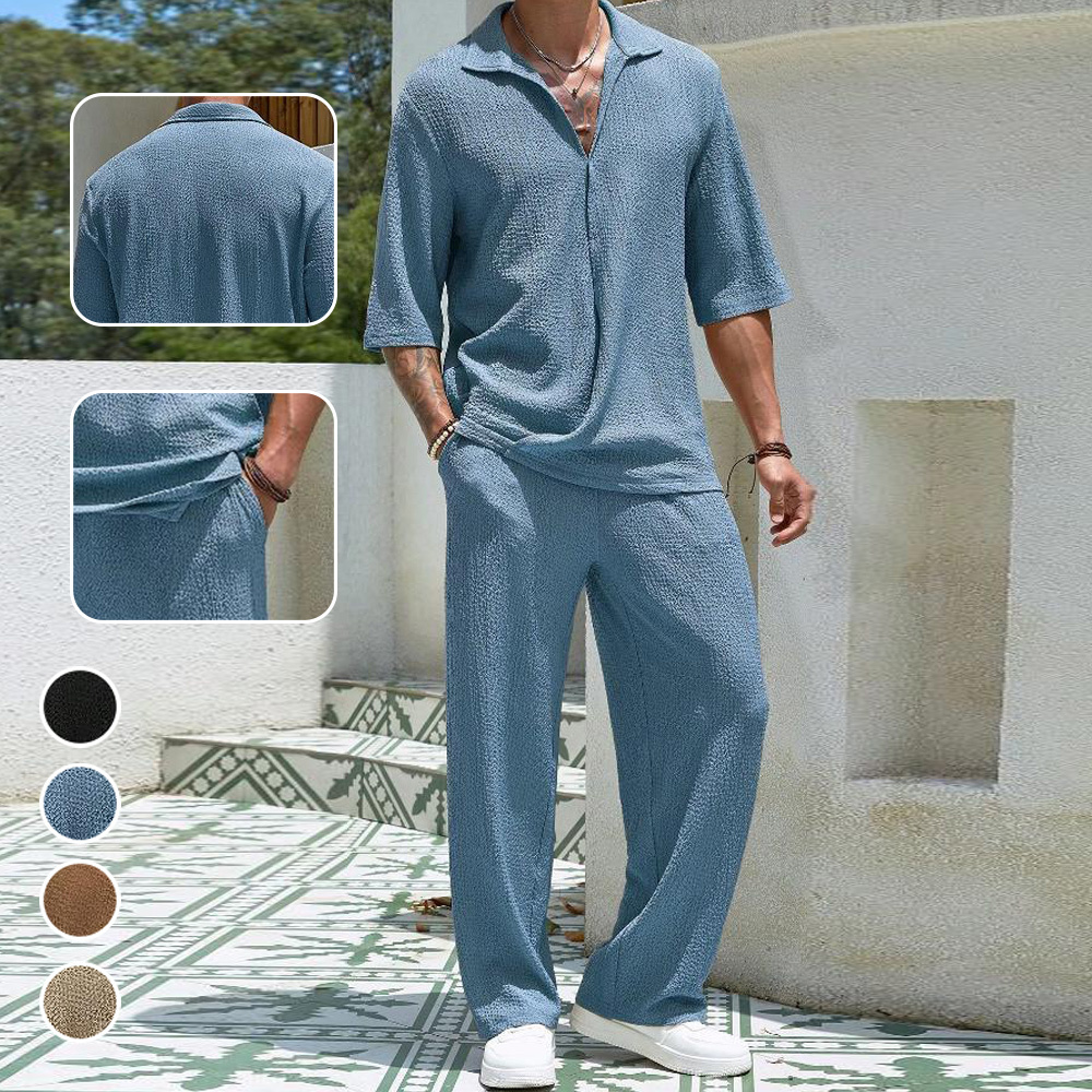 AHLSENTOP™ Lockerer, lässiger Herren-Hosenanzug mit kurzen Ärmeln