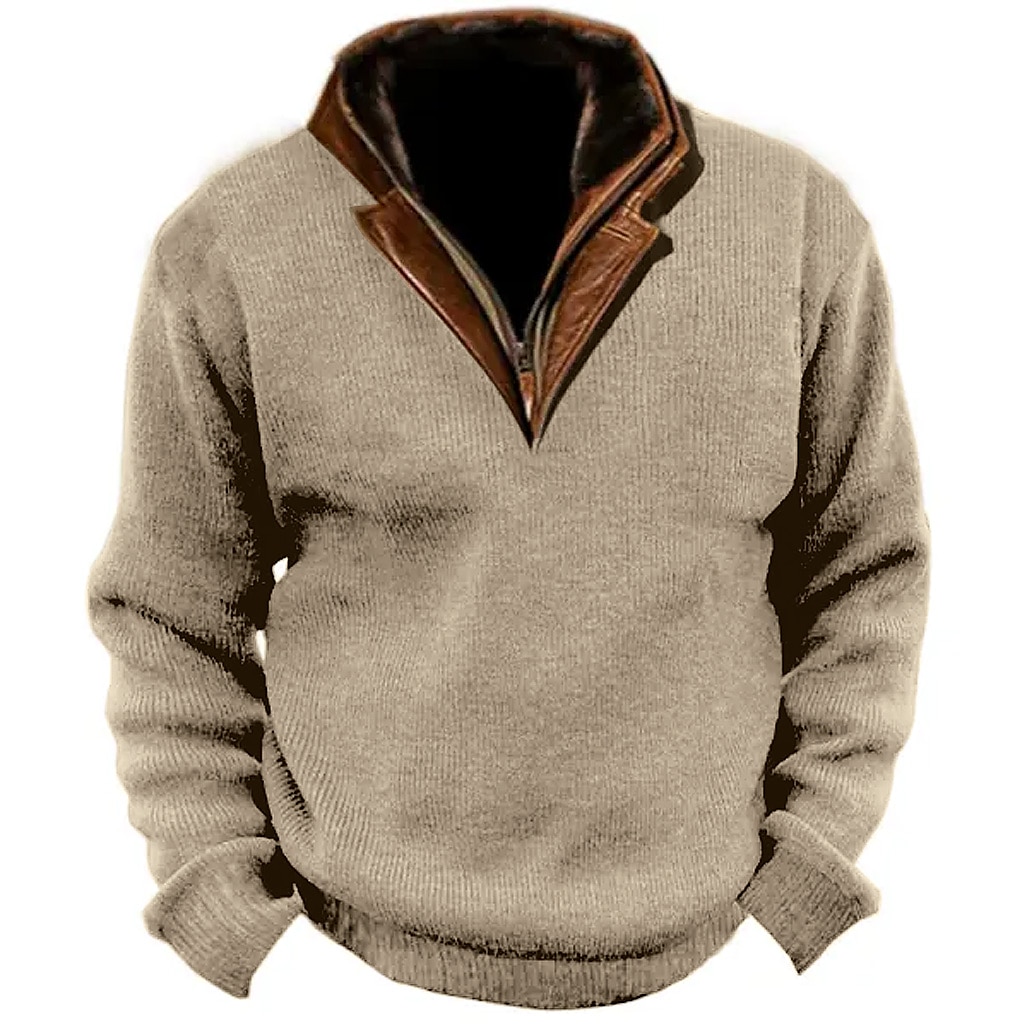 Herren Herbst- und Winter-Outdoorkapuzen-Sweatshirt mit Stehkragen und langen Ärmeln