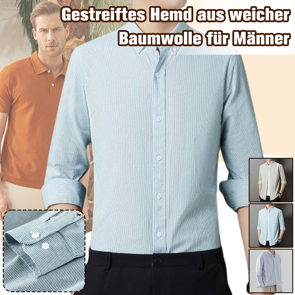 Ahlsentop Neues langärmliges Hemd mit gestreiftem Revers für Herren