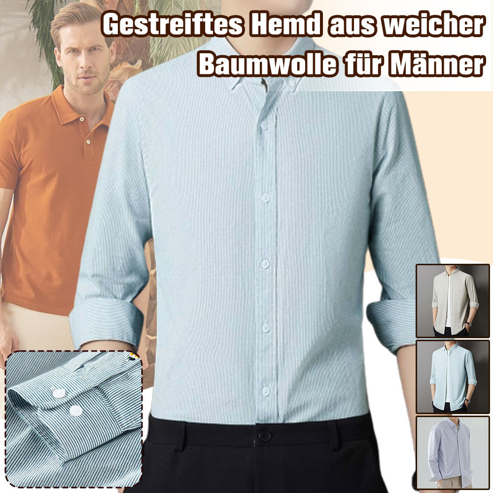Ahlsentop Neues langärmliges Hemd mit gestreiftem Revers für Herren