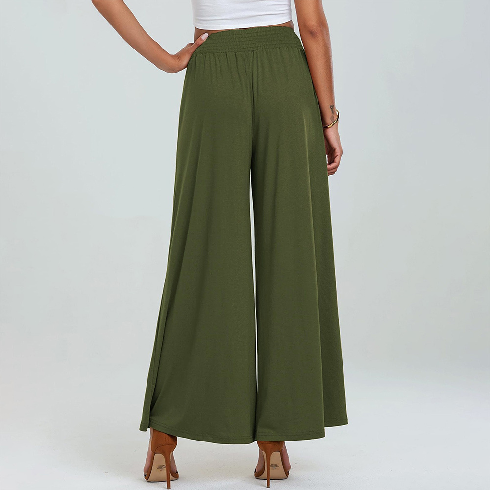 AHLSENTOP Neue einfarbige Damenhose mit weitem Bein und elastischem Bund