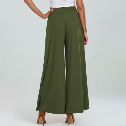AHLSENTOP Neue einfarbige Damenhose mit weitem Bein und elastischem Bund