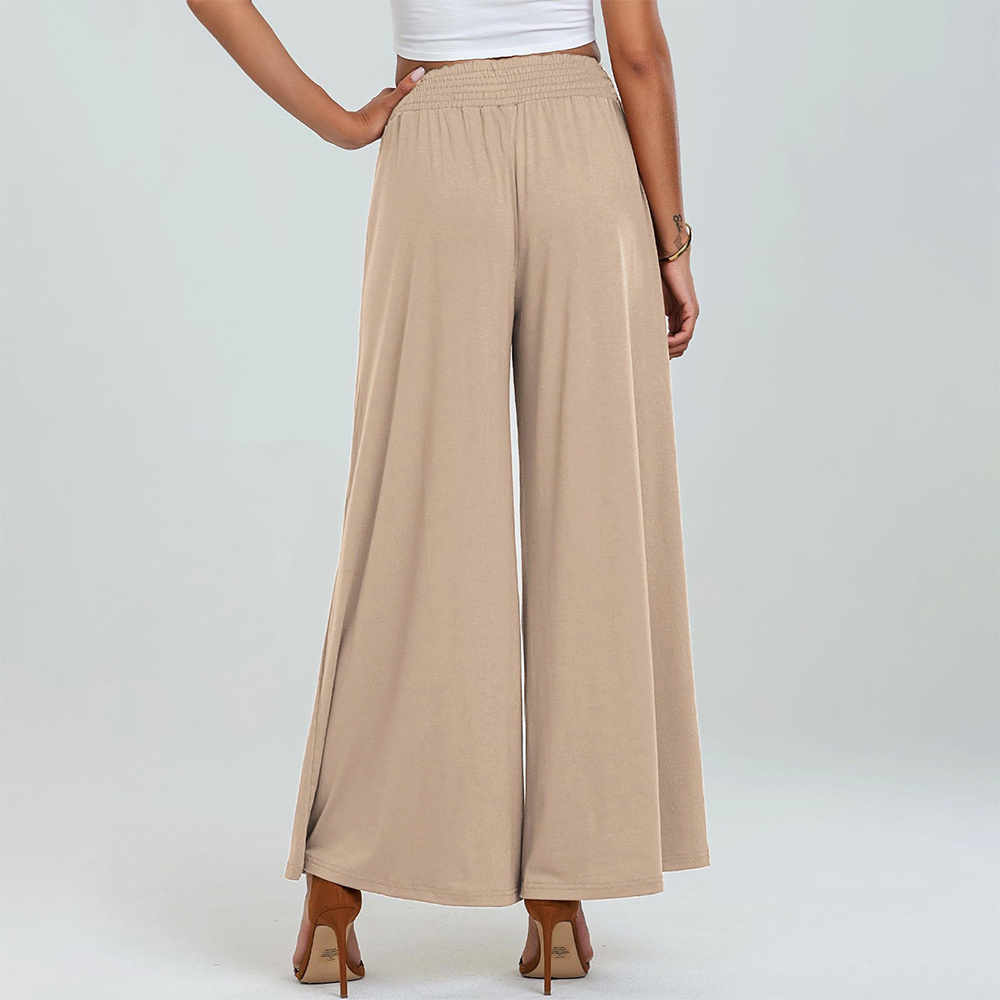 AHLSENTOP Neue einfarbige Damenhose mit weitem Bein und elastischem Bund