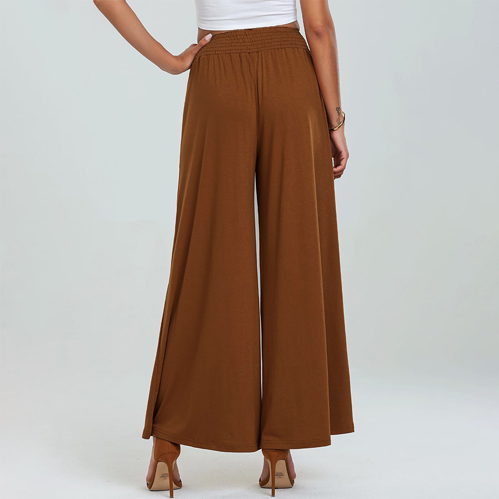 AHLSENTOP Neue einfarbige Damenhose mit weitem Bein und elastischem Bund
