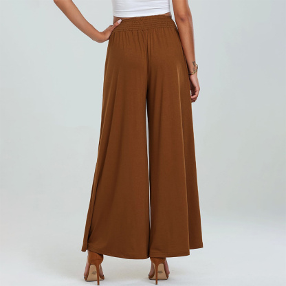 AHLSENTOP Neue einfarbige Damenhose mit weitem Bein und elastischem Bund