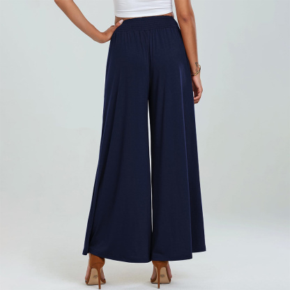AHLSENTOP Neue einfarbige Damenhose mit weitem Bein und elastischem Bund