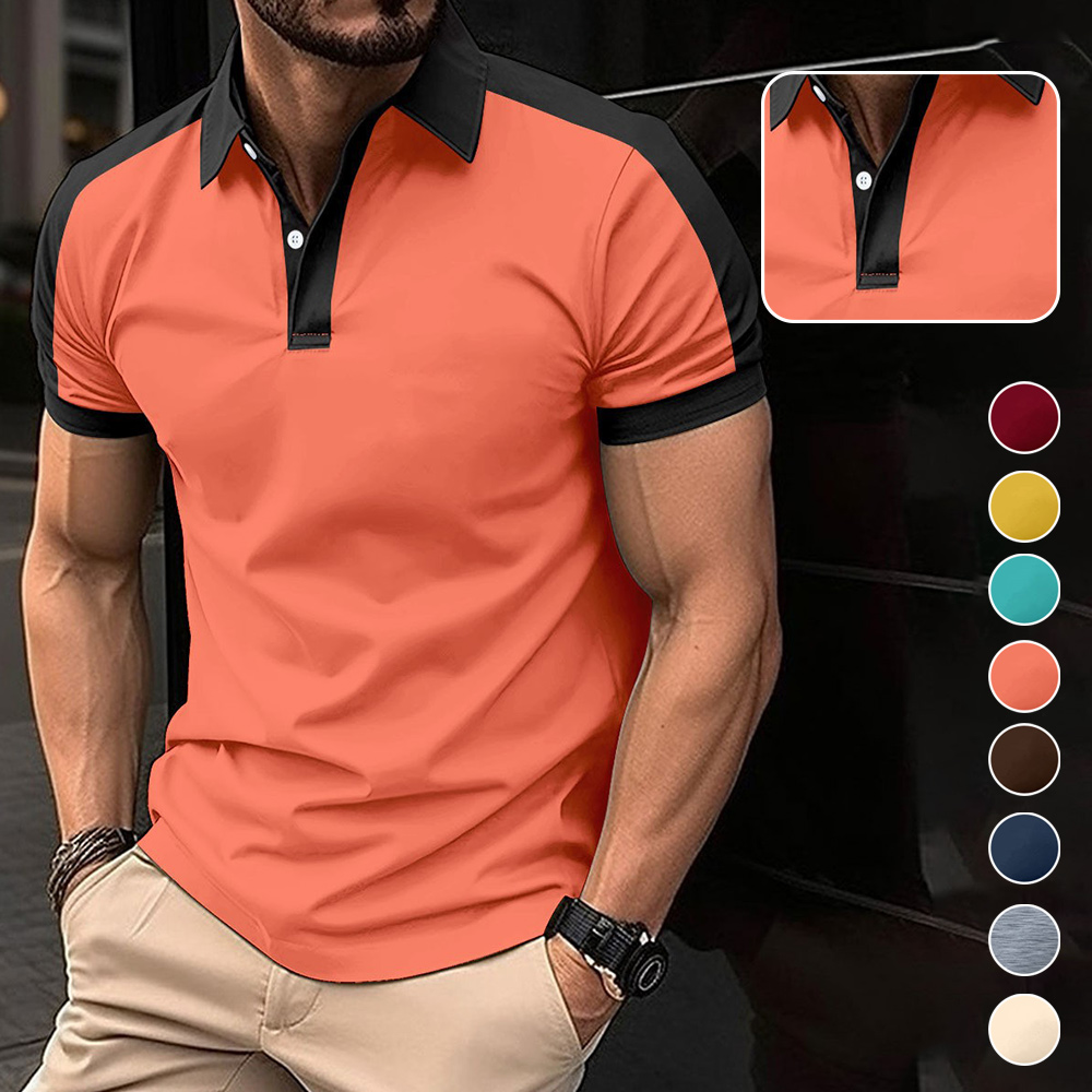 AHLSENTOP Kurzärmliges Herren-Poloshirt mit Farbblock-Revers