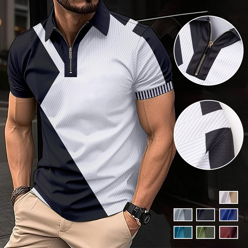 Ahlsentop™ Modisches Herren-Poloshirt mit Revers und Farbblock-Kurzarm
