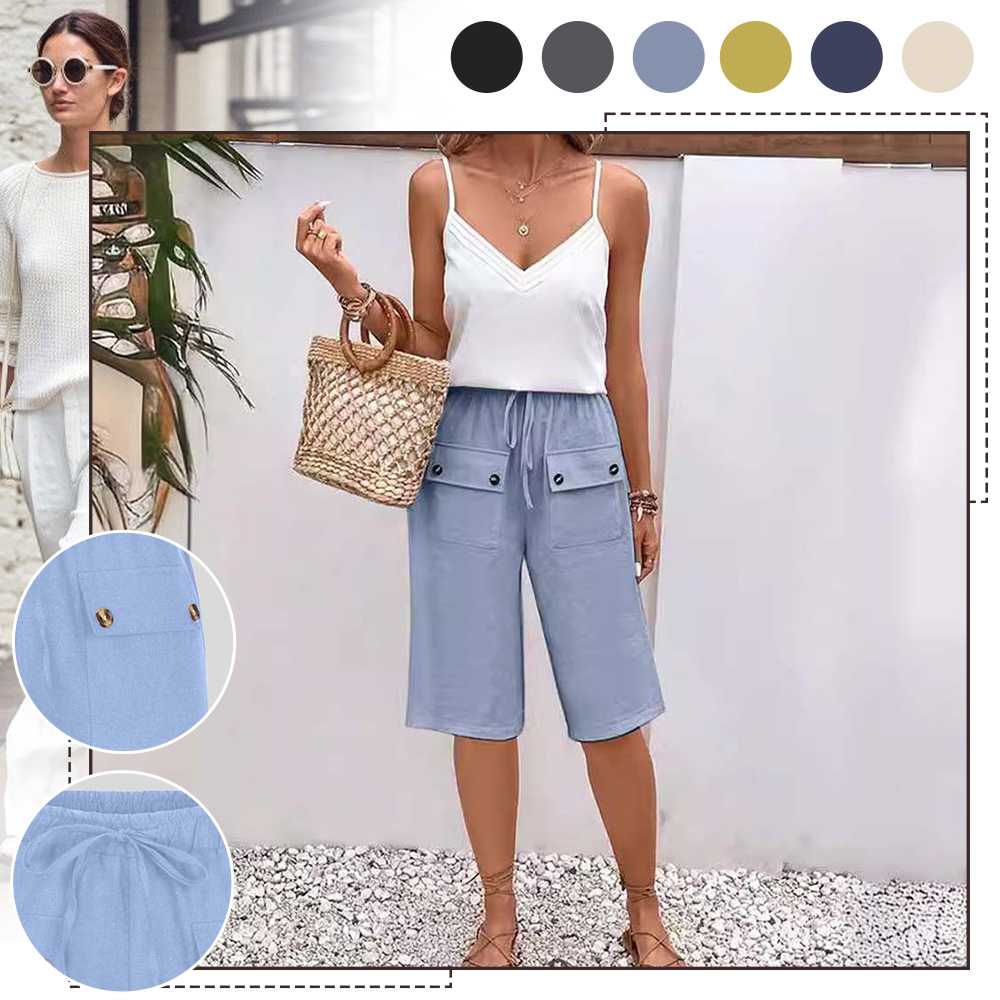 AHLSENTOP™ Lockere Sommerhose für Damen mit Kordelzug aus Baumwolle und Leinen