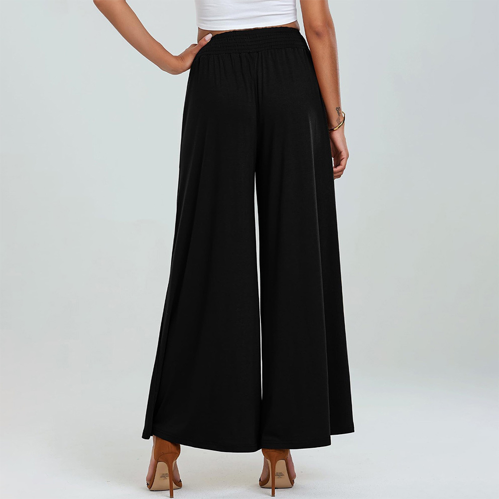 AHLSENTOP Neue einfarbige Damenhose mit weitem Bein und elastischem Bund