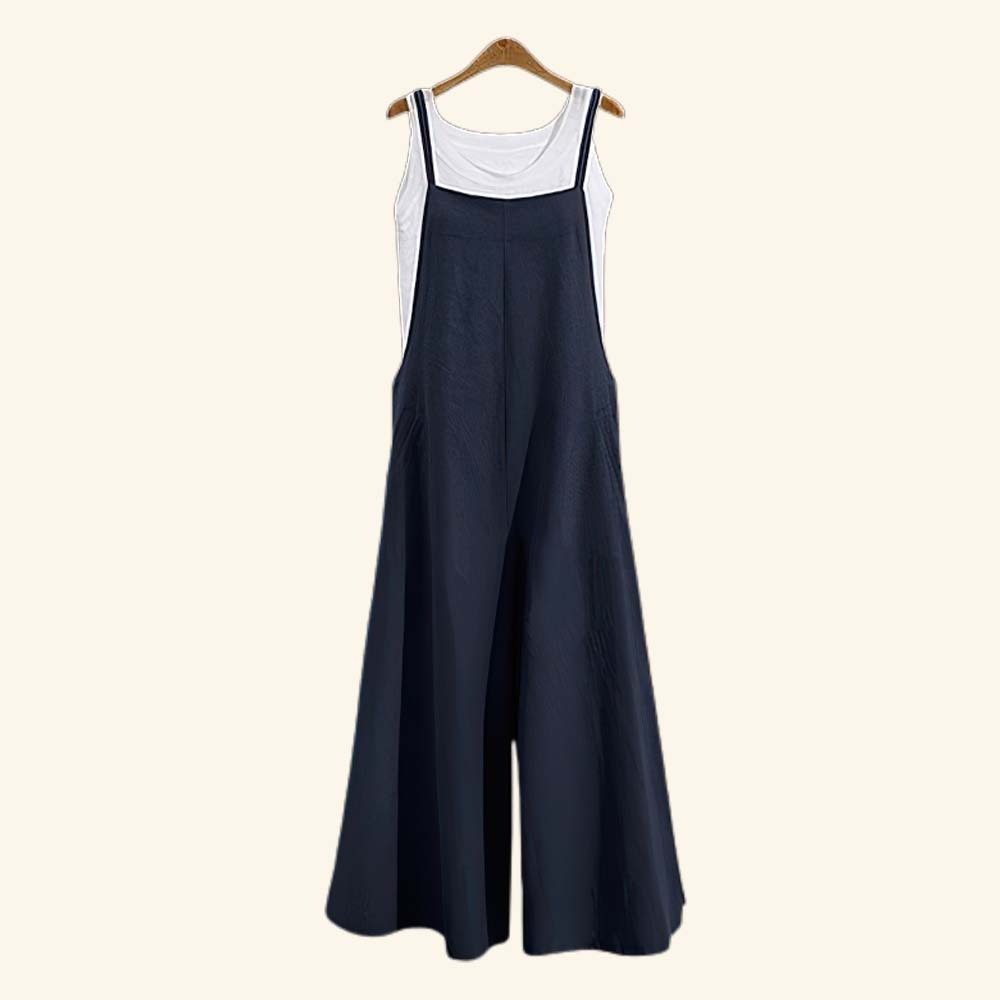 AHLSENTOP™ Damen-Jumpsuit mit hoher Taille ärmellos und weitem Bein