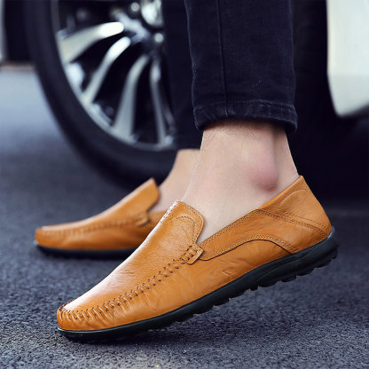 Ahlsentop Lässiger Modetrend, handgenähte Leder-Herrenschuhe