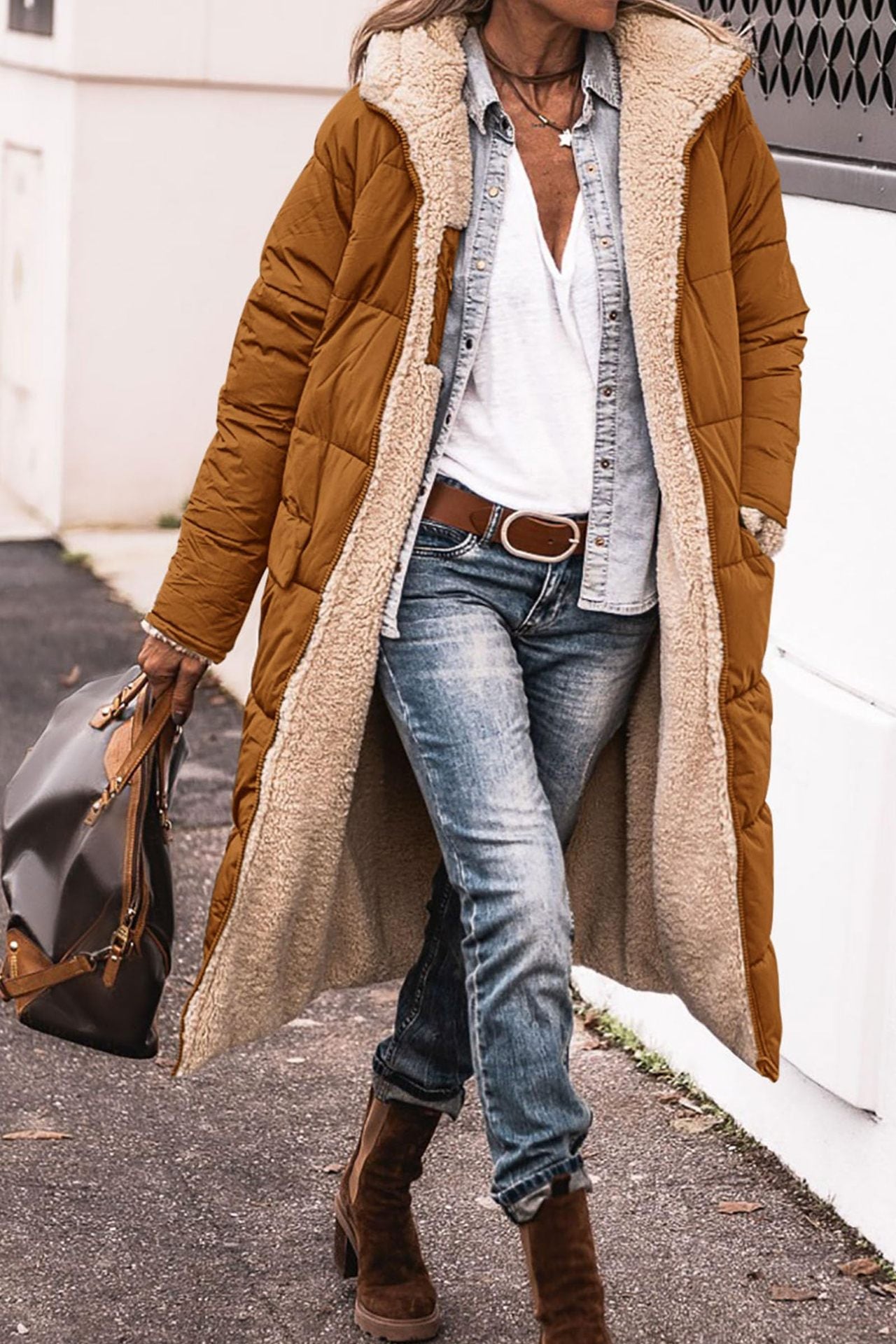Eleganter einfarbiger Baumwoll-Cardigan-Mantel