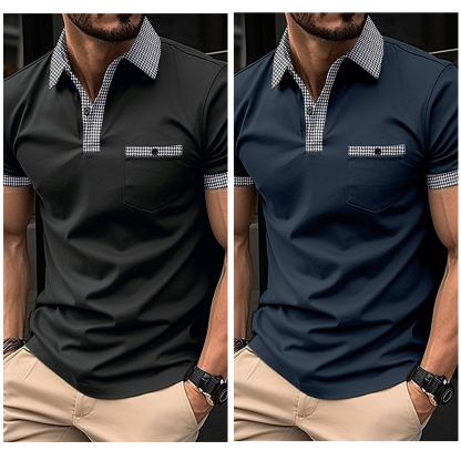 AHLSENTOP Kurzärmliges Herren-Poloshirt mit kariertem Revers