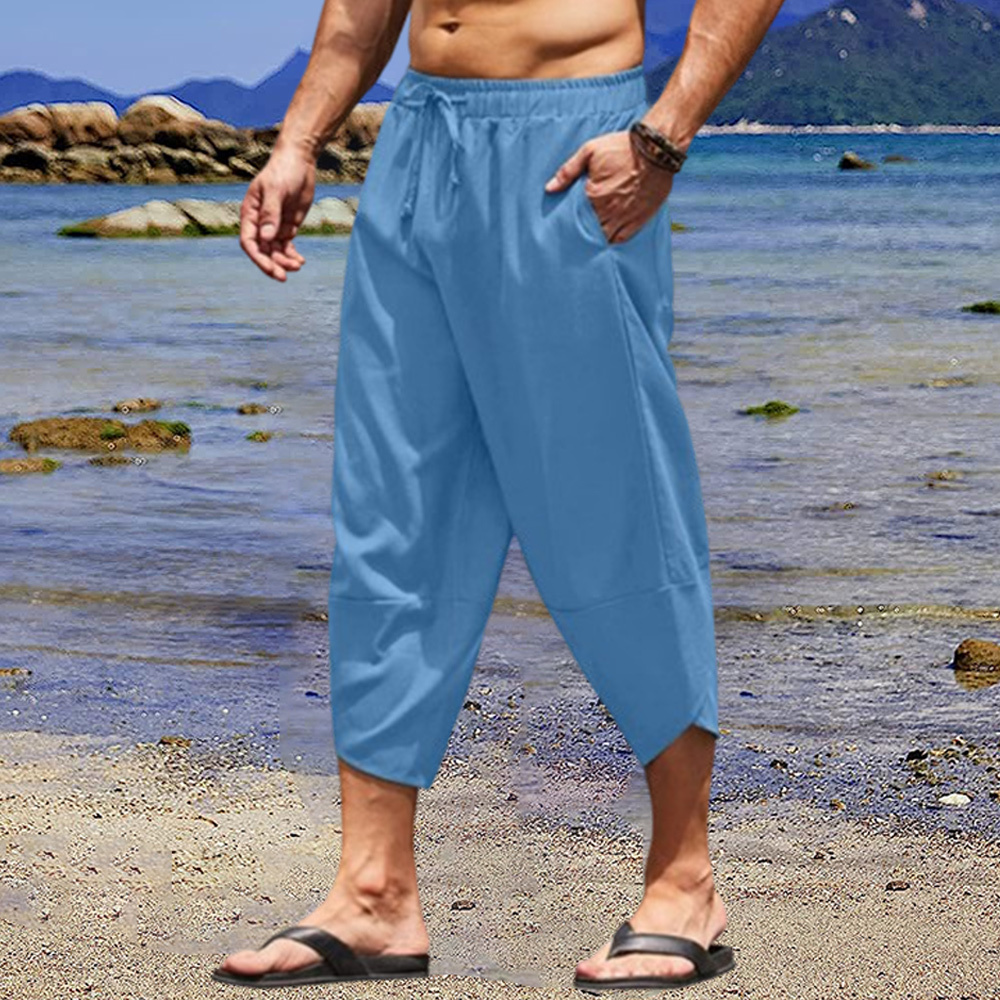 AHLSENTOP Lässige, locker geschnittene Sommerhose für Herren aus Baumwolle und Leinen