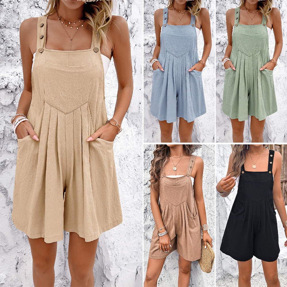 AHLSENTOP Neue lässige Damen-Taschen-Overall-Shorts für Frühling und Sommer