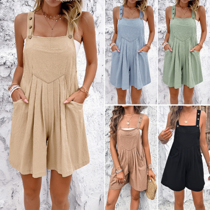 AHLSENTOP Neue lässige Damen-Taschen-Overall-Shorts für Frühling und Sommer