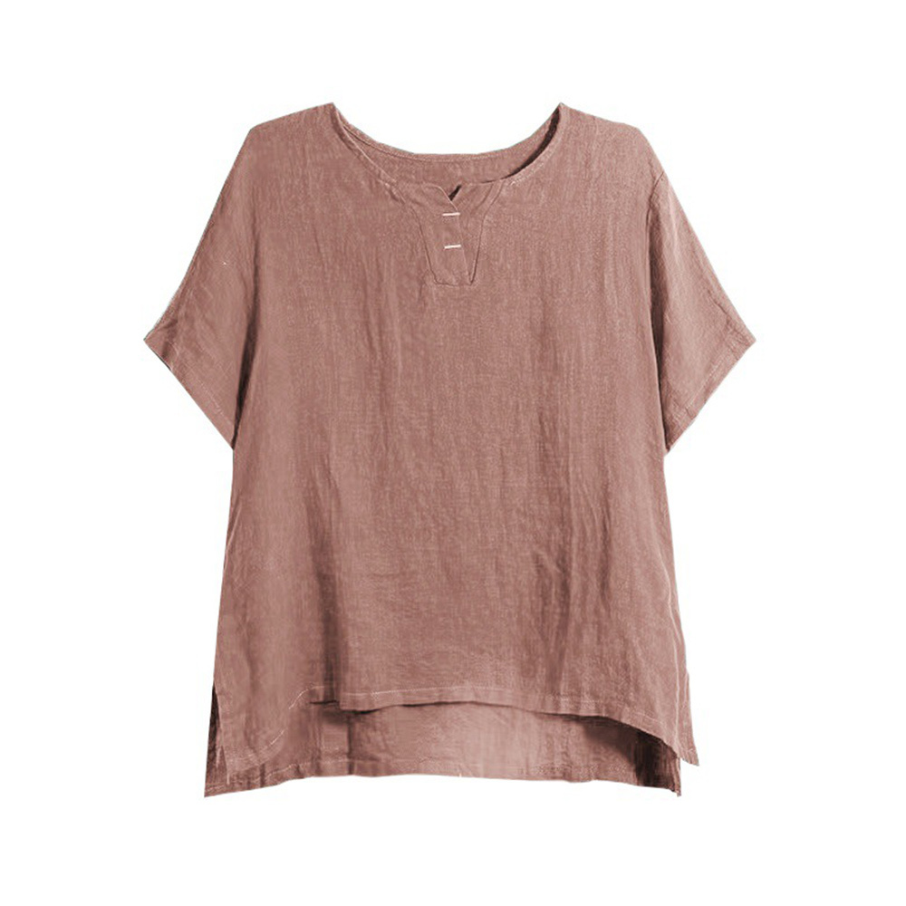 AHLSENTOP Neues Sommer-Zweiteiler-Set für Damen aus Baumwolle und Leinen (kurze Ärmel + Hose)