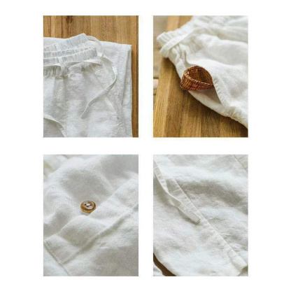AHLSENTOP Lässige neunte Sommerhose aus Baumwolle und Leinen für Damen
