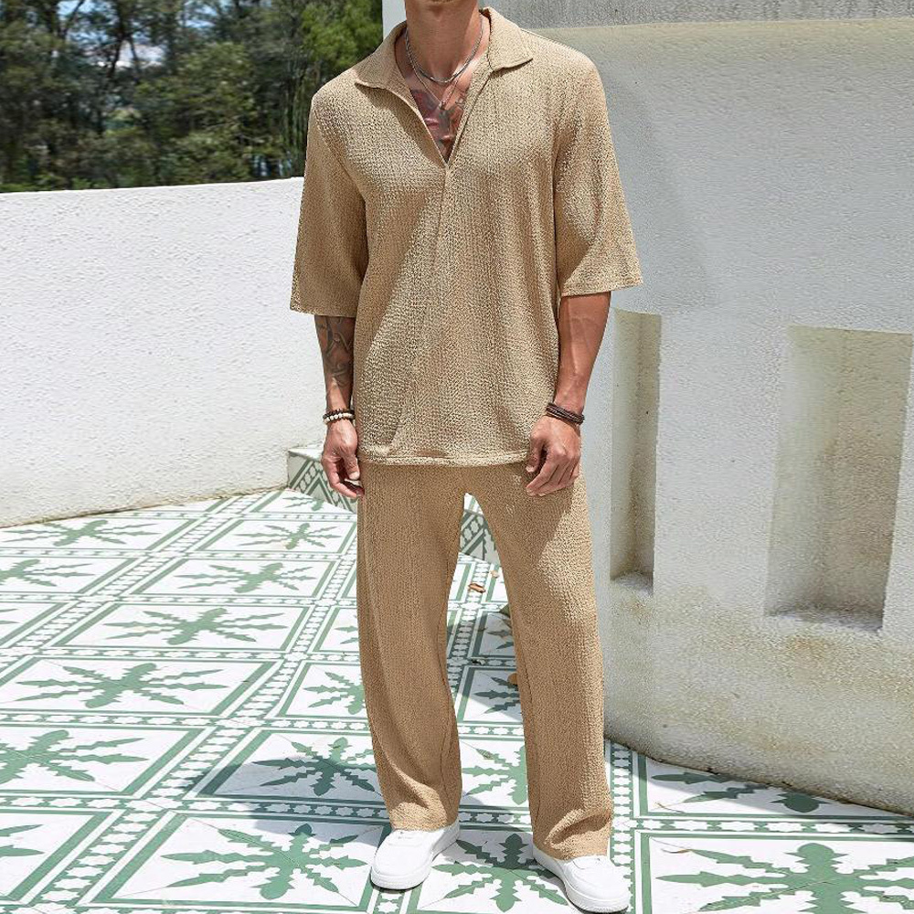 AHLSENTOP™ Lockerer, lässiger Herren-Hosenanzug mit kurzen Ärmeln