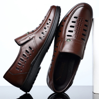 Ahlsentop Sommer-Slip-on-Hohllederschuhe für Herren
