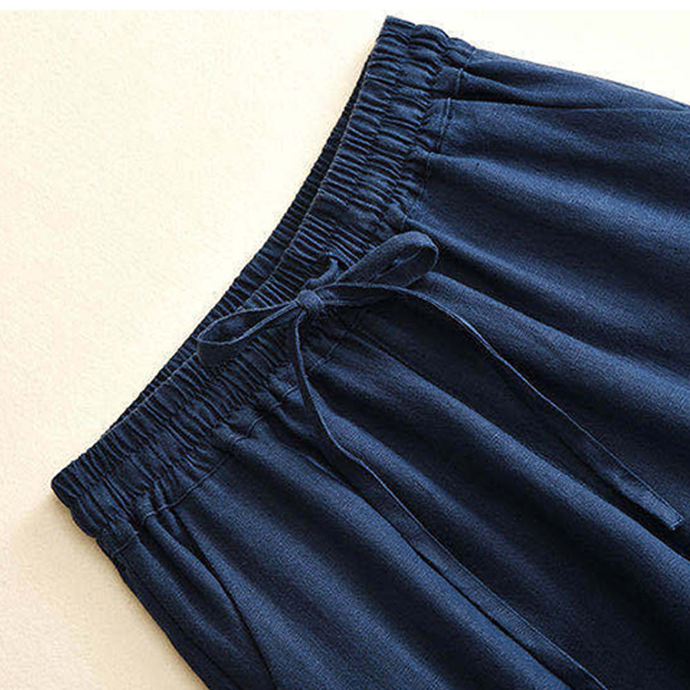 Ahlsentop™ Lässige, lockere Damenhose mit weitem Bein aus atmungsaktiver Baumwolle und Leinen