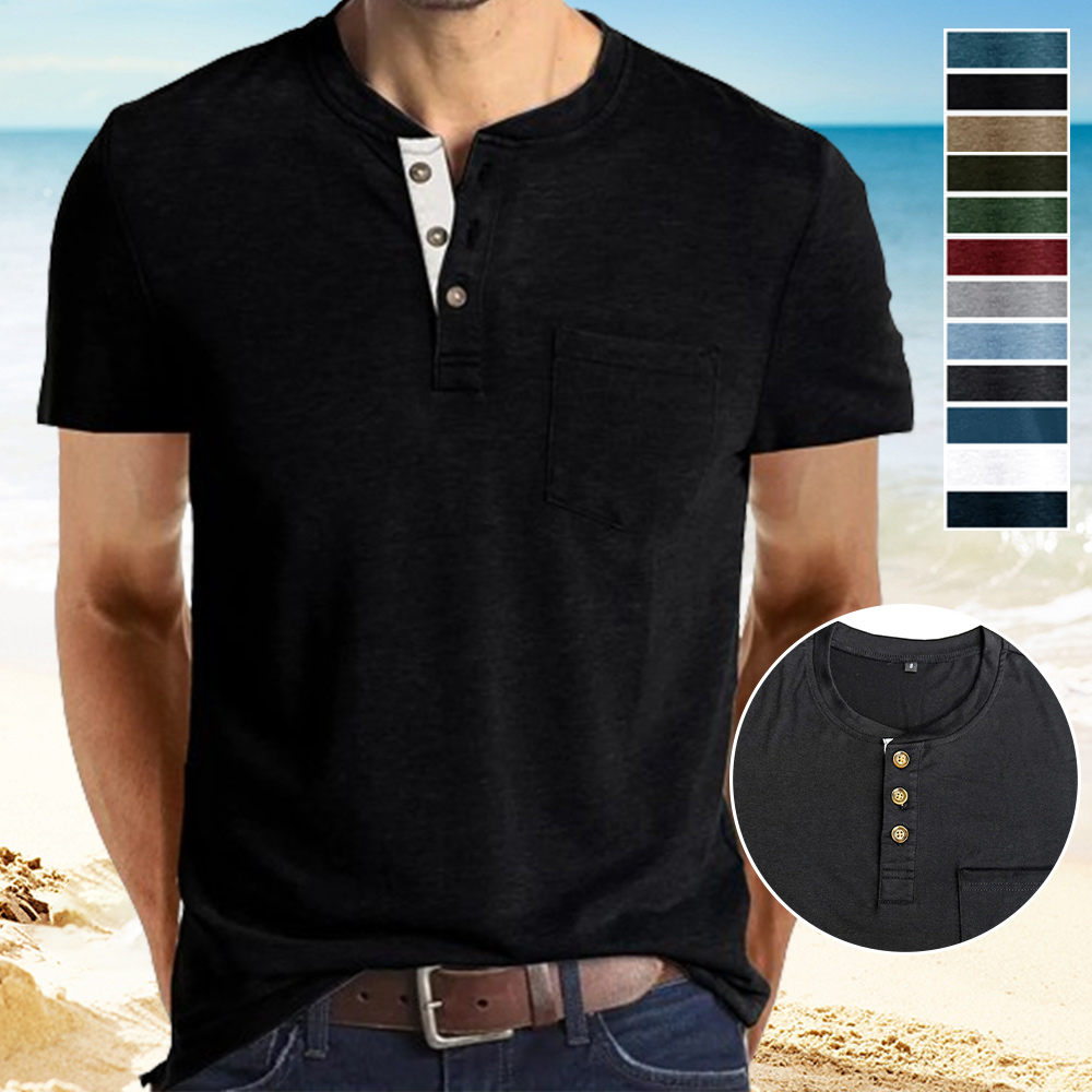 AHLSENTOP™ Sommer neue Herren lässig Rundhalstasche kurze Ärmel