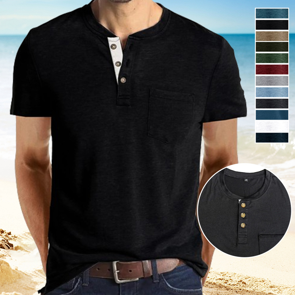AHLSENTOP™ Sommer neue Herren lässig Rundhalstasche kurze Ärmel