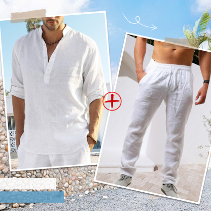 AHLSENTOP™ Herren-Leinenanzug (Langarmhemd + Hose)
