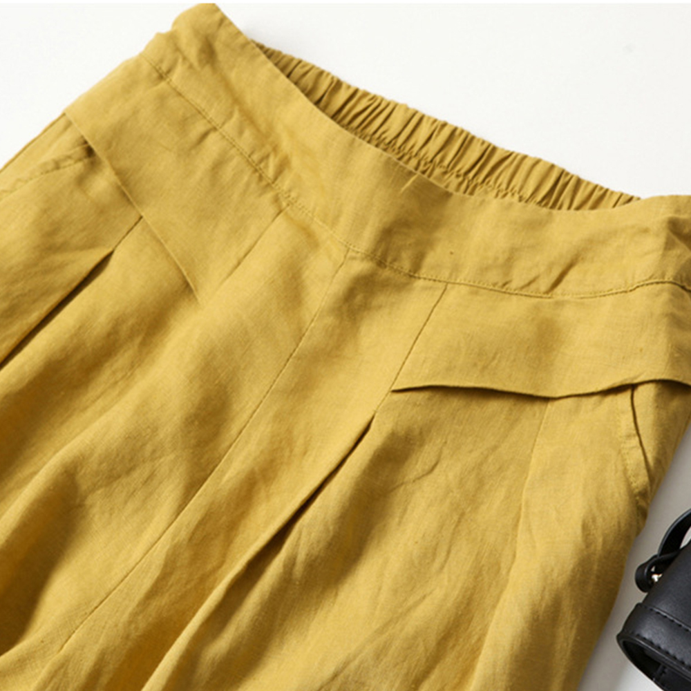 AHLSENTOP Lässige, lockere, modische Hose mit weitem Bein für Damen aus Baumwollleinen