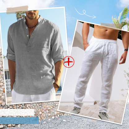 AHLSENTOP™ Herren-Leinenanzug (Langarmhemd + Hose)