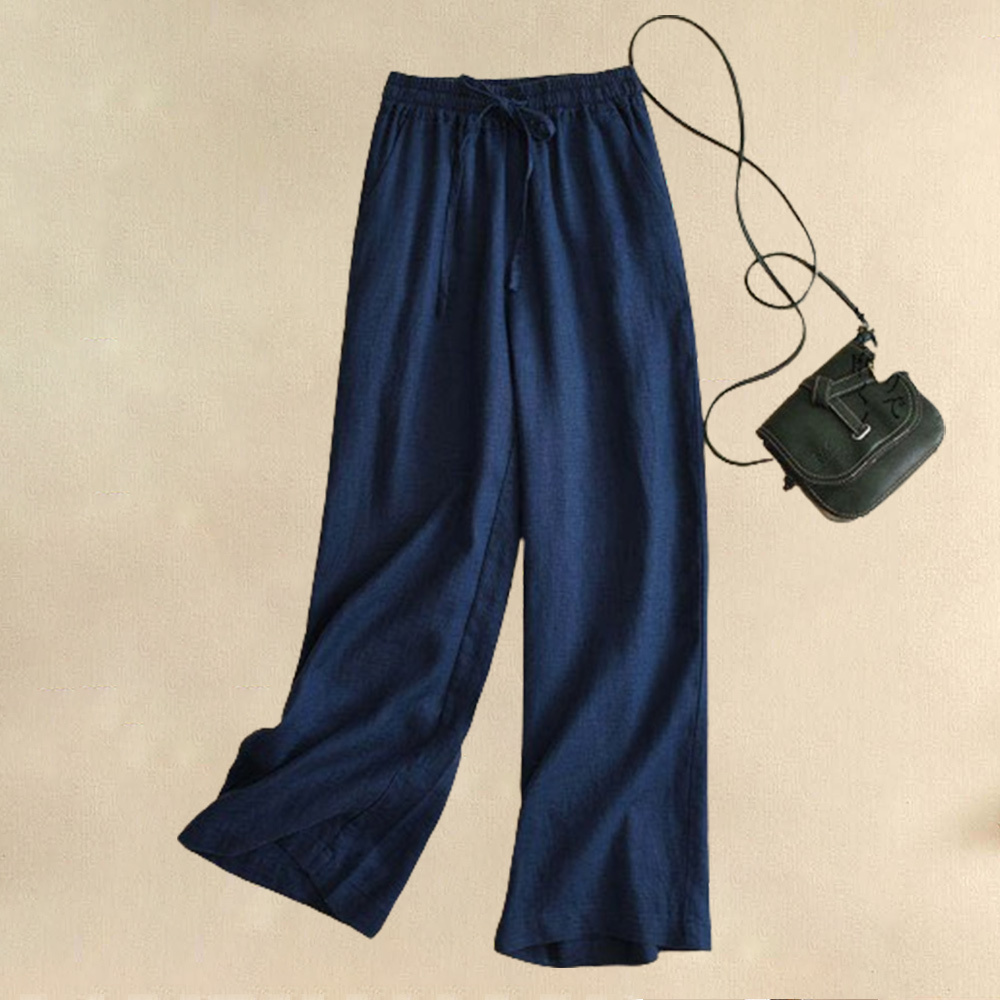 Ahlsentop™ Lässige, lockere Damenhose mit weitem Bein aus atmungsaktiver Baumwolle und Leinen