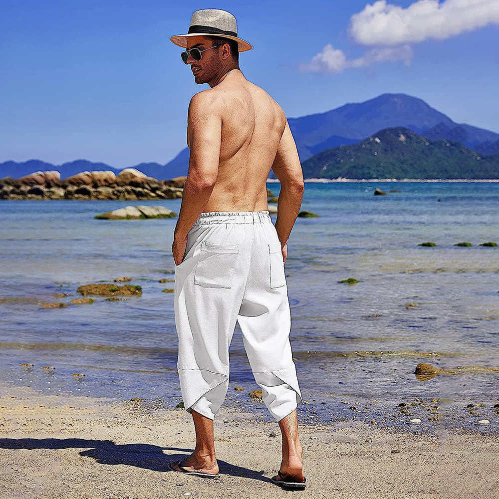 AHLSENTOP Lässige, locker geschnittene Sommerhose für Herren aus Baumwolle und Leinen