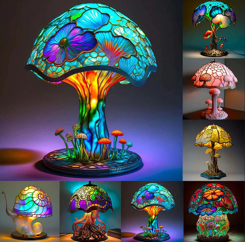 Black Friday 70 % Rabatt - 🔥Farbige Harz-Pflanzen-Serie Tischlampe🎁🎉