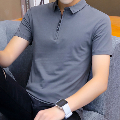 Ahlsentop™ Slim-Fit-Poloshirt für Herren mit Reverskragen und Reißverschluss