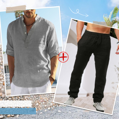 AHLSENTOP™ Herren-Leinenanzug (Langarmhemd + Hose)