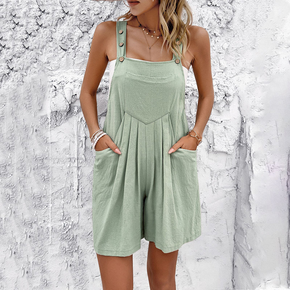 AHLSENTOP Neue lässige Damen-Taschen-Overall-Shorts für Frühling und Sommer