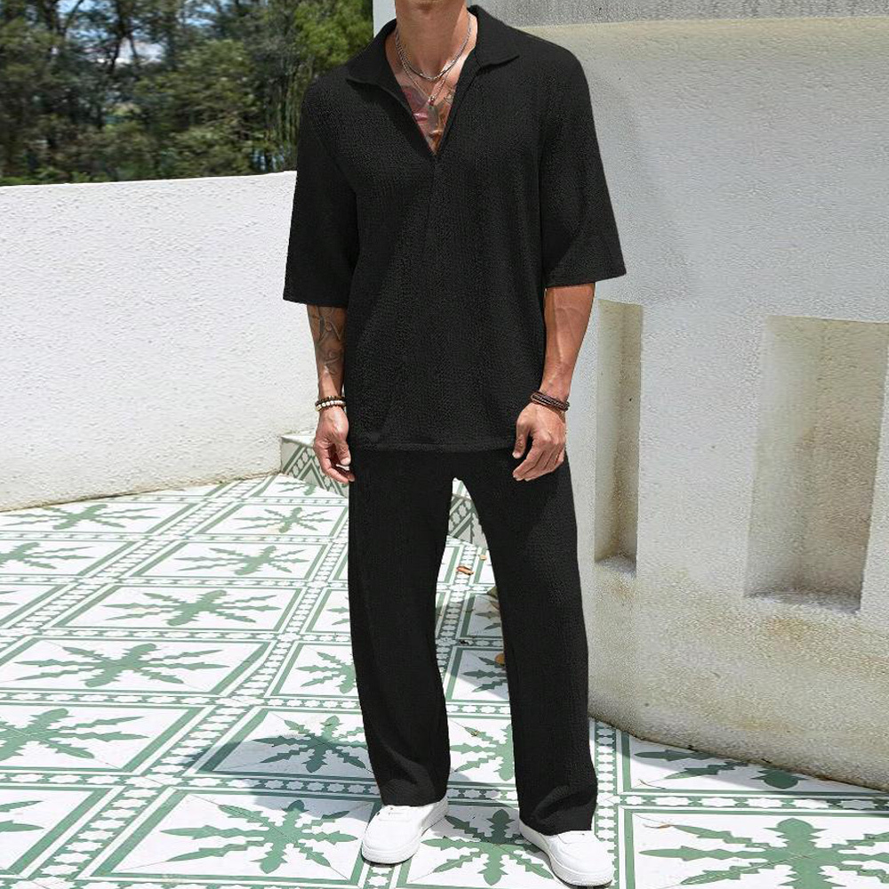 AHLSENTOP™ Lockerer, lässiger Herren-Hosenanzug mit kurzen Ärmeln