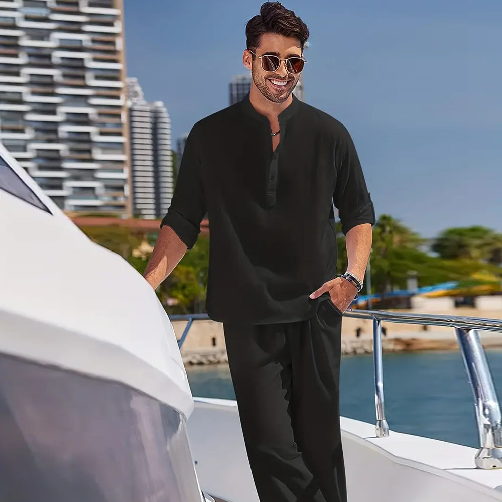 AHLSENTOP™ Herren-Leinenanzug (Langarmhemd + Hose)