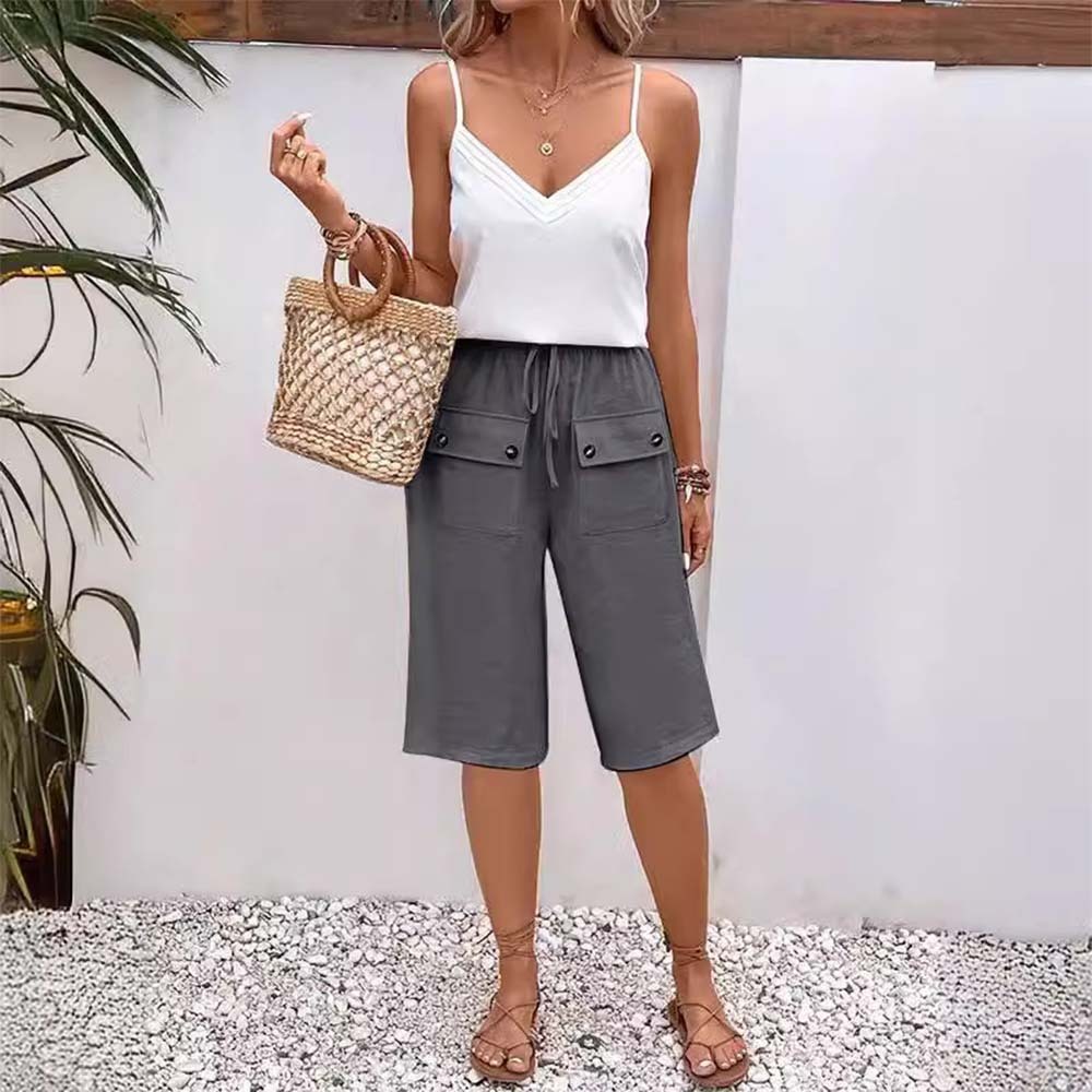 AHLSENTOP™ Lockere Sommerhose für Damen mit Kordelzug aus Baumwolle und Leinen