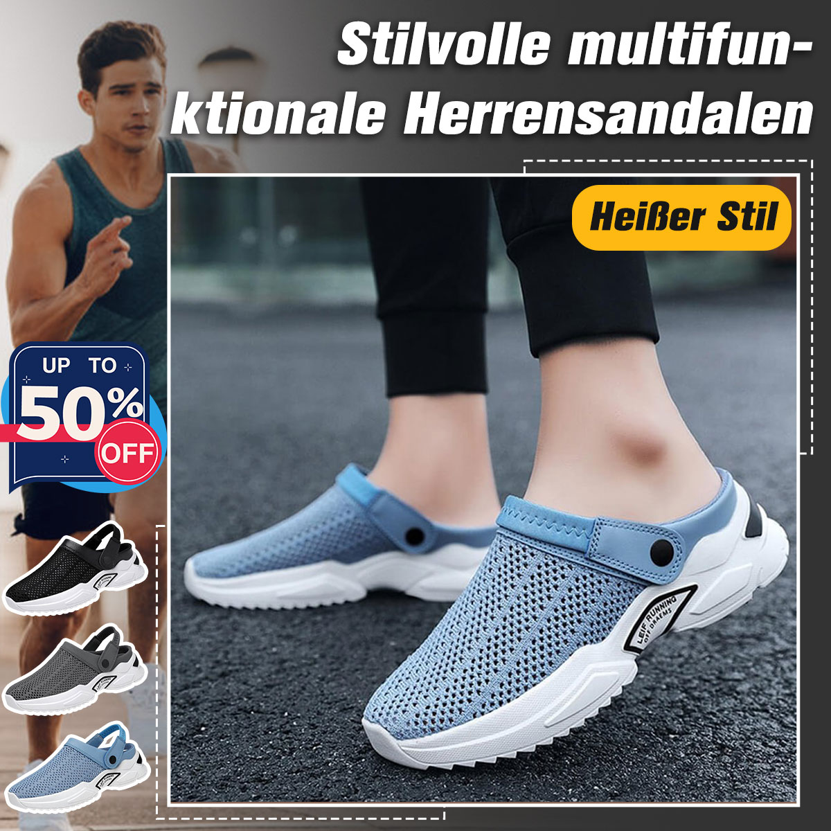 Ahlsentop Sommer neue Herren-Strandsandalen aus Mesh mit doppeltem Verwendungszweck