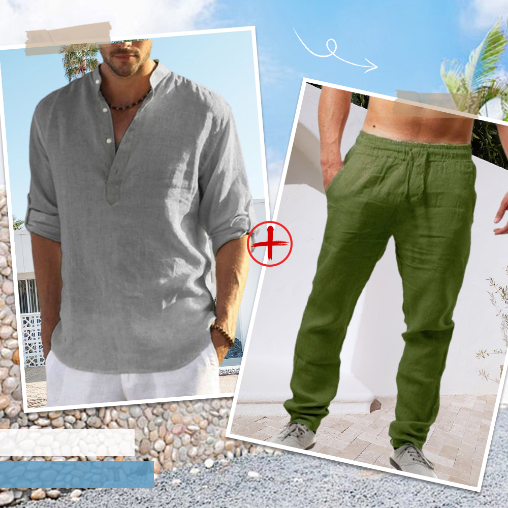 AHLSENTOP™ Herren-Leinenanzug (Langarmhemd + Hose)