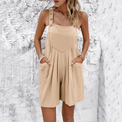 AHLSENTOP Neue lässige Damen-Taschen-Overall-Shorts für Frühling und Sommer
