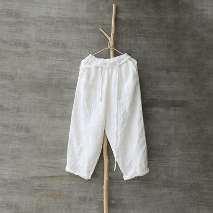 AHLSENTOP Lässige neunte Sommerhose aus Baumwolle und Leinen für Damen