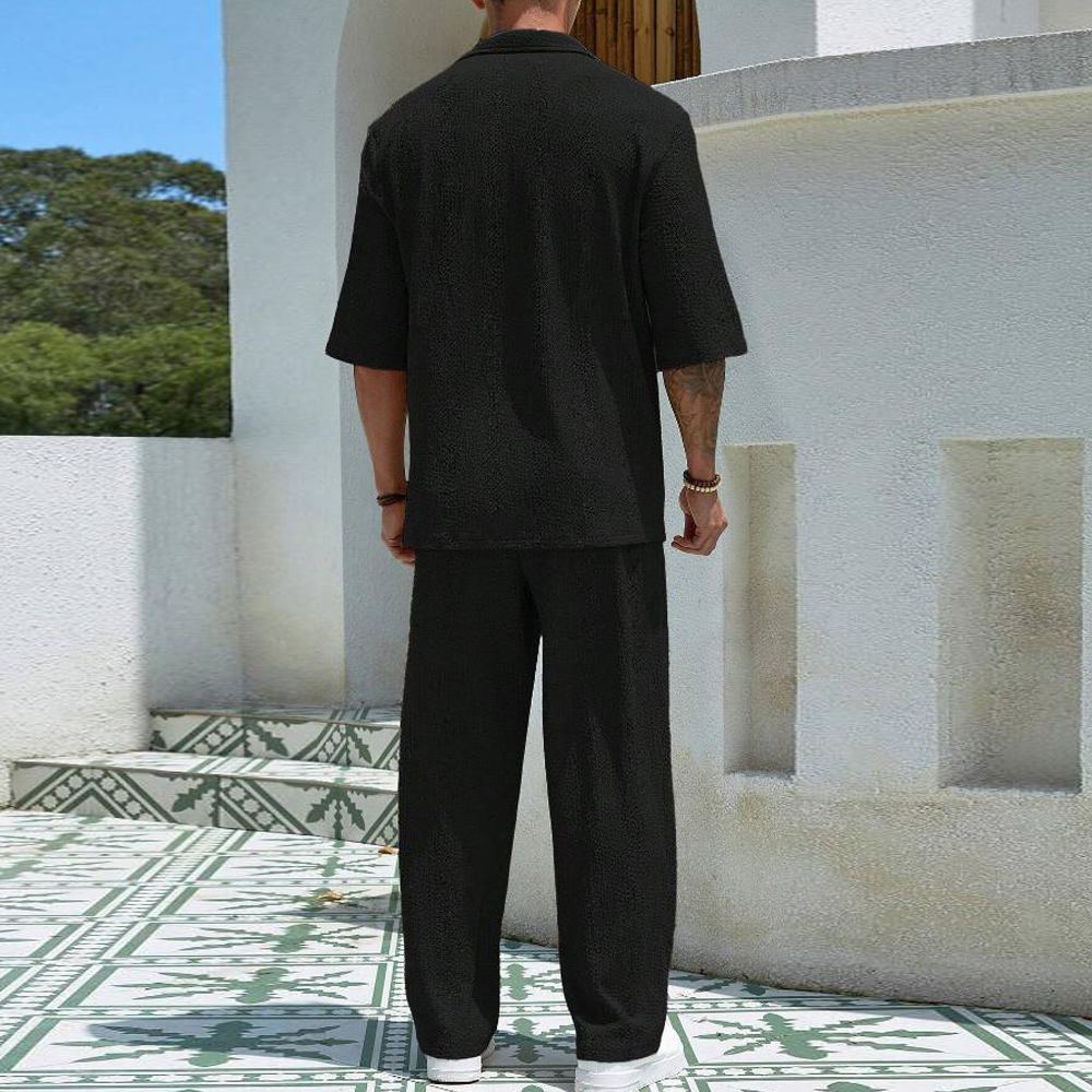 AHLSENTOP™ Lockerer, lässiger Herren-Hosenanzug mit kurzen Ärmeln