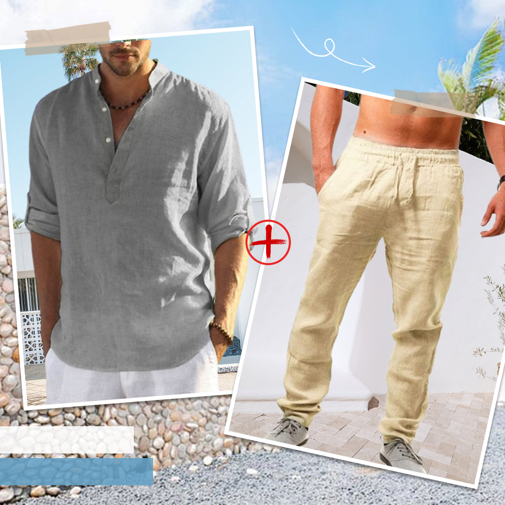 AHLSENTOP™ Herren-Leinenanzug (Langarmhemd + Hose)
