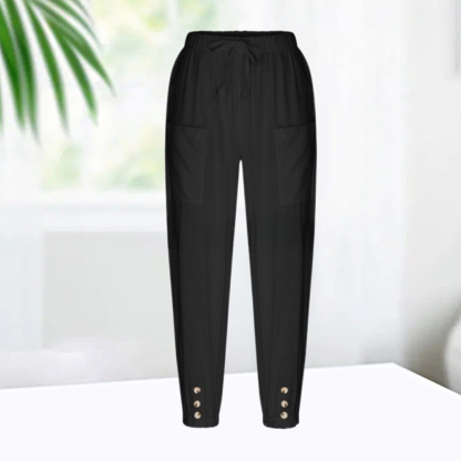 AHLSENTOP™ Geknöpfte Damenhose mit weitem Bein aus Baumwolle und Leinen
